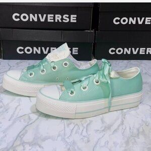 Converse Mint Green Satin Ribbon Low Top Sneakers